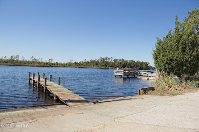 view of dock featuring a water view