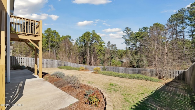 view of yard with a patio and a fenced backyard