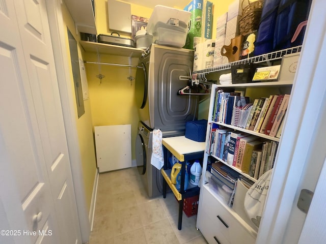 storage with stacked washer and dryer