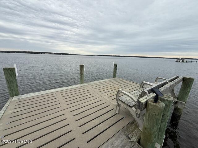 view of dock featuring a water view