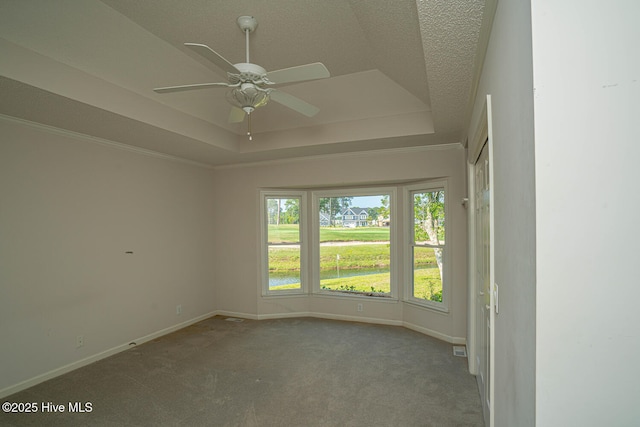 234 Crooked Gulley Cir, Sunset Beach, NC 28468 - unfurnished room with a raised ceiling, carpet flooring, a ceiling fan, and baseboards