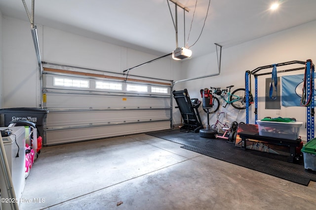 garage with a garage door opener