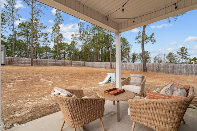 view of patio with a fenced backyard