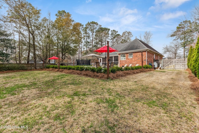 view of yard featuring a fenced backyard