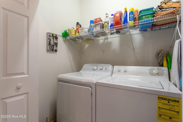 laundry area featuring washing machine and dryer