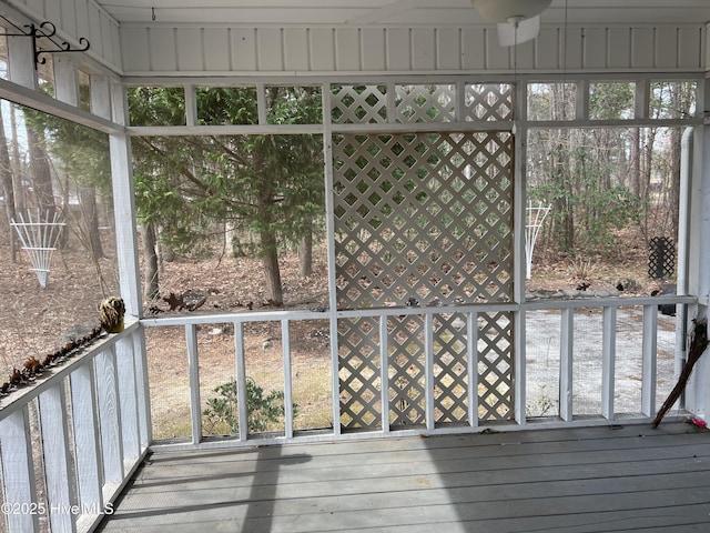 view of unfurnished sunroom