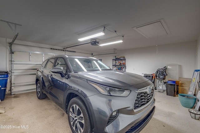 garage with a garage door opener