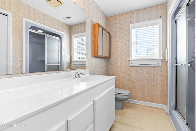 1611 Gores Landing Rd SW ., Unit Ocean Isle Beach, NC 28469 - full bathroom featuring wallpapered walls, a healthy amount of sunlight, and a shower stall