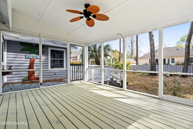 1611 Gores Landing Rd SW ., Unit Ocean Isle Beach, NC 28469 - unfurnished sunroom featuring a ceiling fan