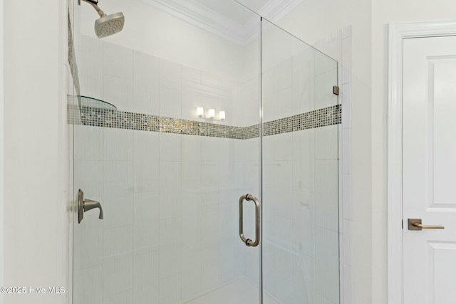 7103 E Yacht Dr, Oak Island, NC 28465 - bathroom with a stall shower and ornamental molding