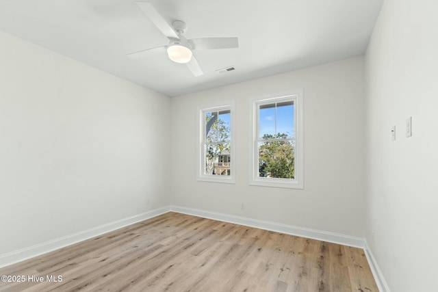 7103 E Yacht Dr, Oak Island, NC 28465 - unfurnished room with a ceiling fan, light wood-style flooring, baseboards, and visible vents