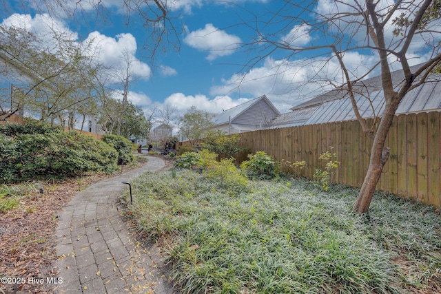 view of yard featuring fence