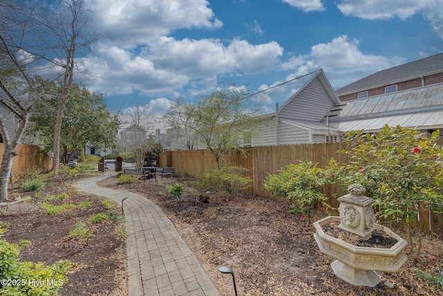 view of yard featuring fence