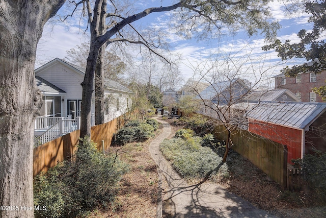 view of yard featuring fence