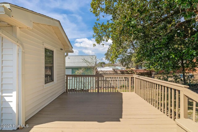 wooden deck featuring fence