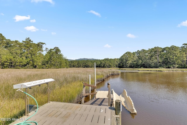 view of dock featuring a water view