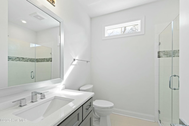 7105 E Yacht Dr, Oak Island, NC 28465 - full bath featuring vanity, toilet, and a stall shower