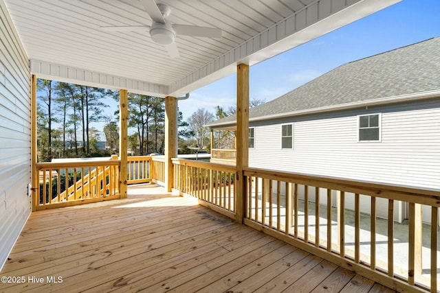 7105 E Yacht Dr, Oak Island, NC 28465 - deck with a ceiling fan
