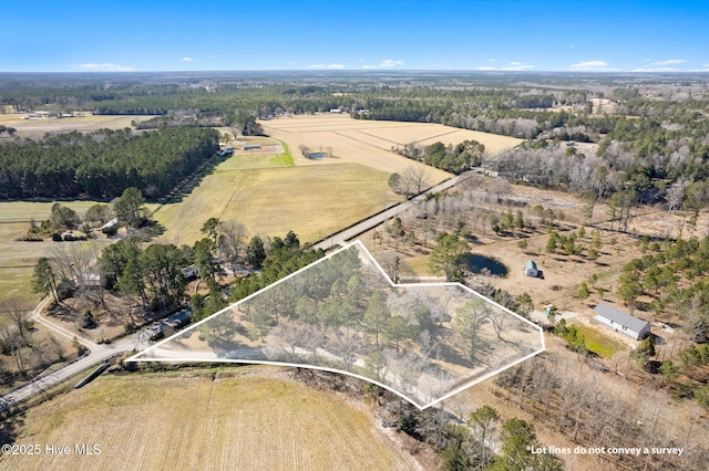 bird's eye view with a rural view