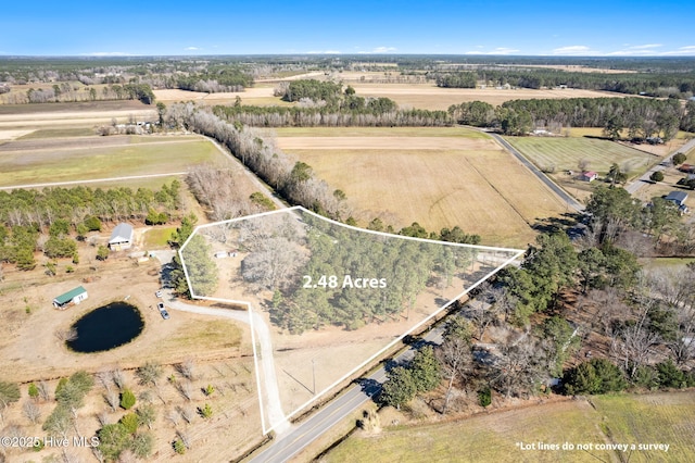 aerial view featuring a rural view