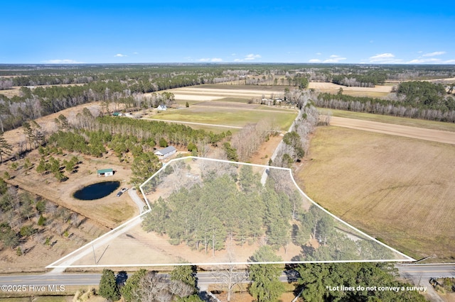 aerial view with a rural view