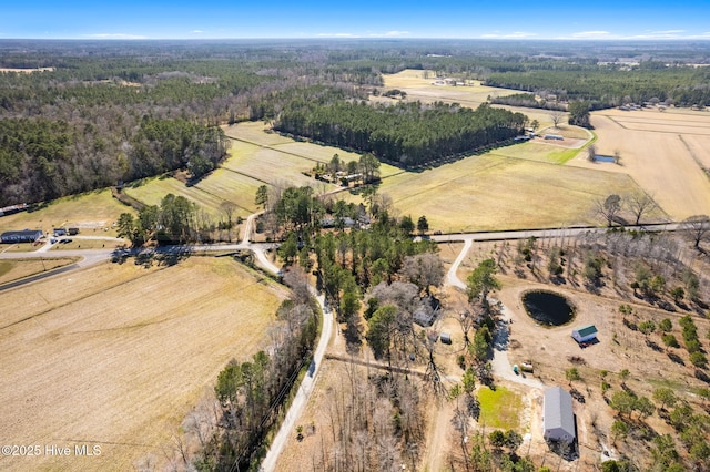 aerial view with a rural view