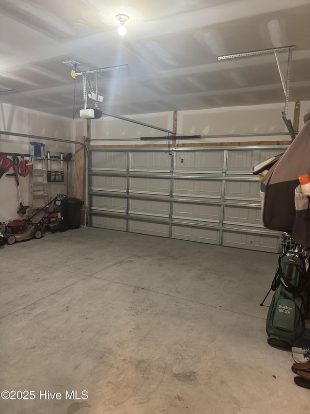 garage with a garage door opener