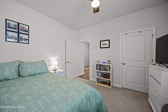 1507 Caracara Dr, New Bern, NC 28560 - carpeted bedroom with baseboards and a ceiling fan
