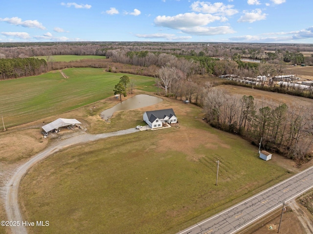 drone / aerial view featuring a rural view