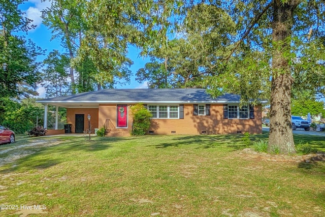 13596 Hobbton Hwy, Newton Grove, NC 28366 - ranch-style house featuring crawl space, a front lawn, and a carport