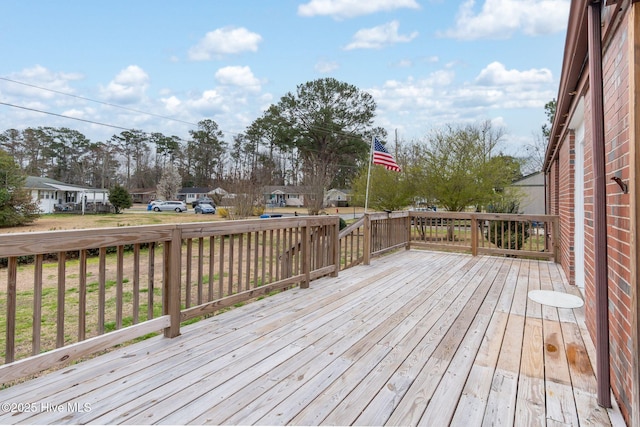 deck with a residential view