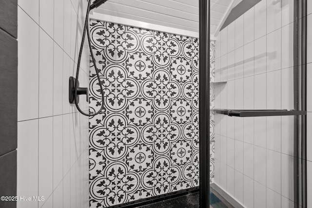 interior details with tiled shower