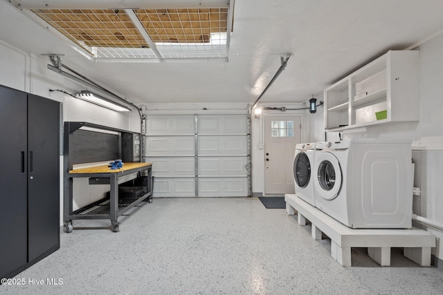 garage with independent washer and dryer