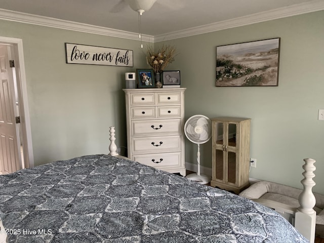 bedroom featuring crown molding