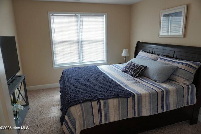 bedroom with baseboards and carpet floors