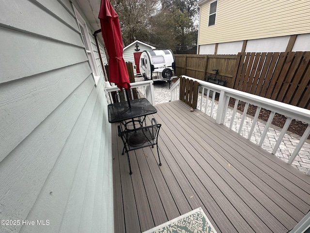 deck featuring fence