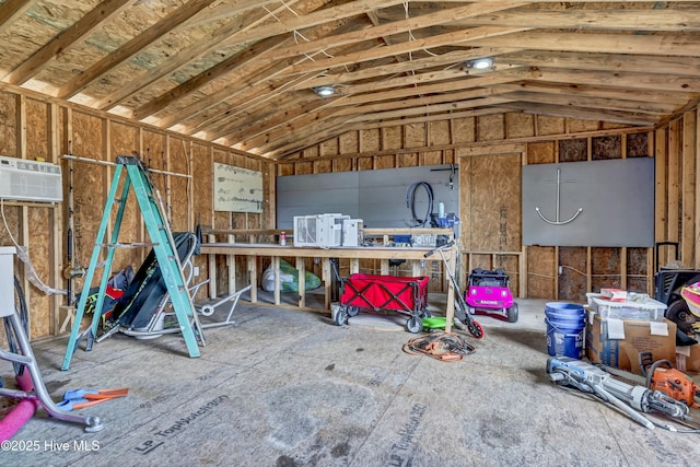 storage area with a wall mounted AC