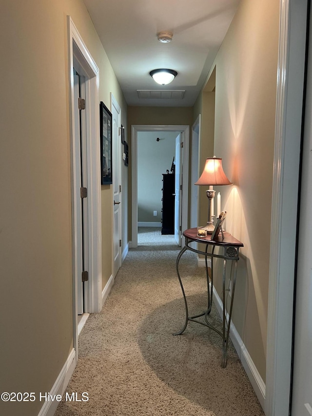 6725 Hemlock Ct, Sims, NC 27880 - hall with baseboards, visible vents, and carpet