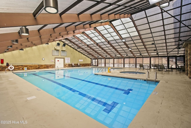 view of pool featuring an indoor in ground hot tub