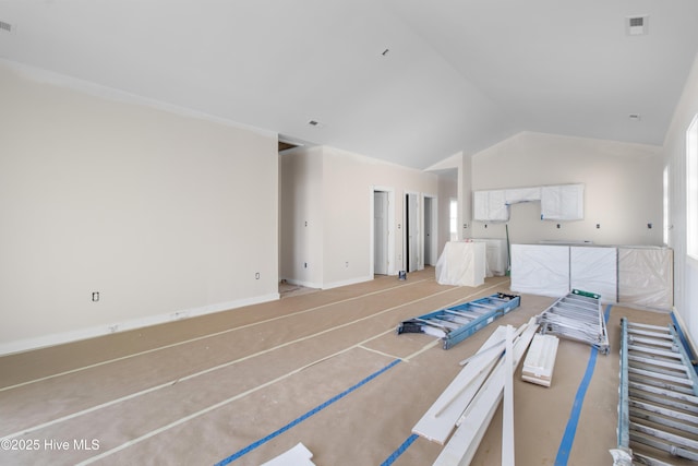 unfurnished bedroom featuring vaulted ceiling