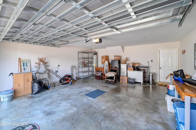 garage with gas water heater and a garage door opener