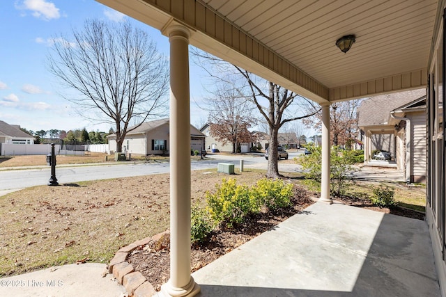 view of patio / terrace featuring a residential view