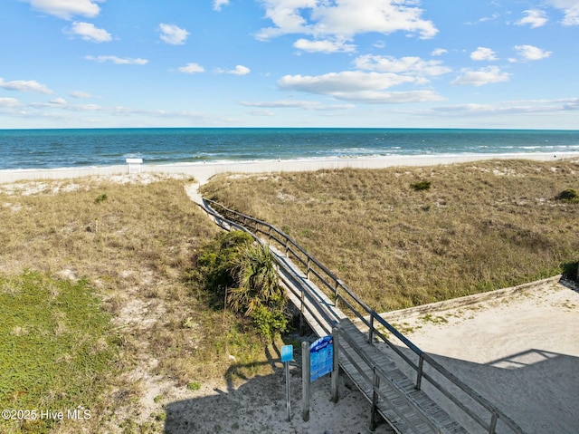 view of water feature featuring a beach view