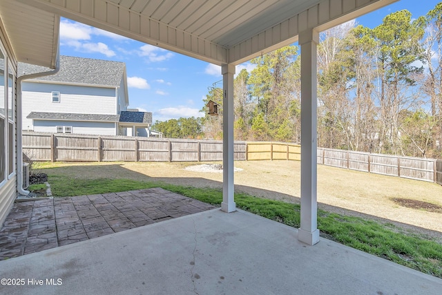 view of patio with a fenced backyard