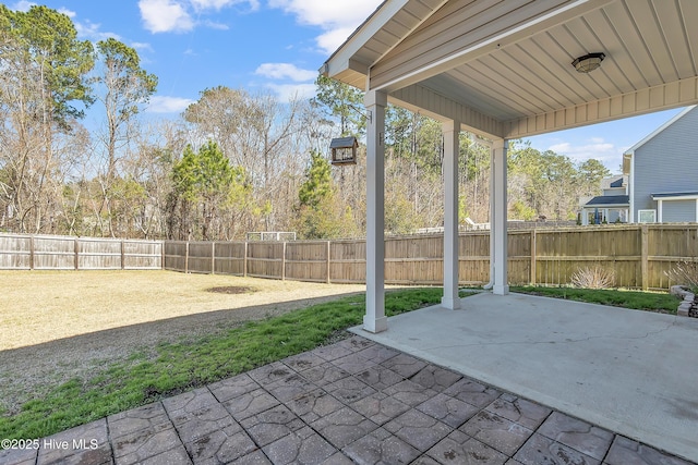 view of patio featuring a fenced backyard