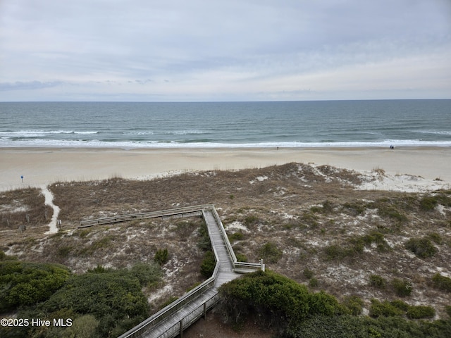 view of water feature featuring a view of the beach