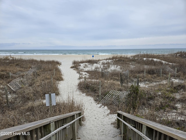 view of water feature featuring a view of the beach