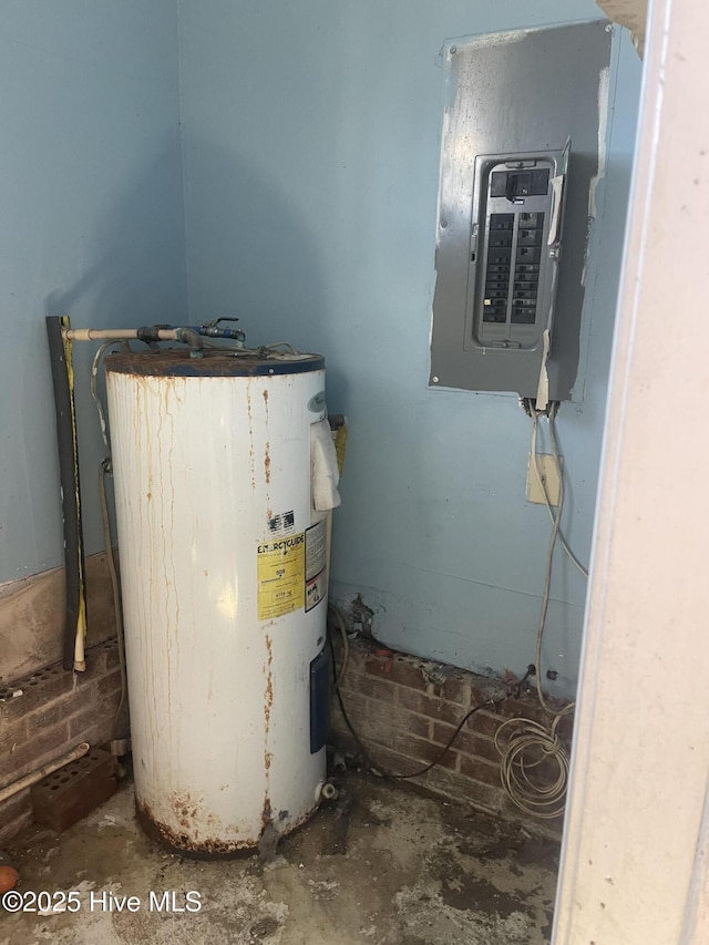 utilities with electric panel and water heater