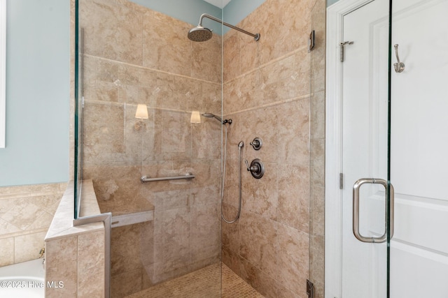 bathroom featuring a stall shower