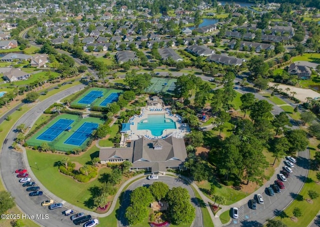 aerial view featuring a residential view